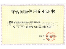 守合同重信用企業(yè)證書
